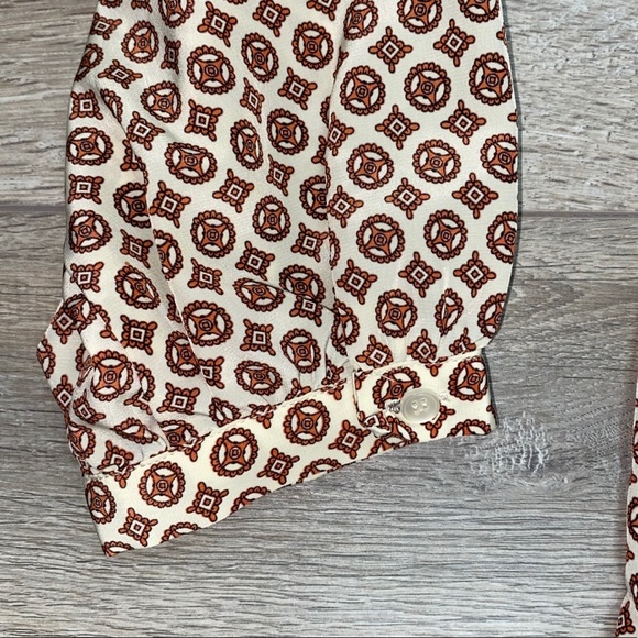 Cynthia Rowley Geometric Blouse Cream Brown M - Picture 16 of 16